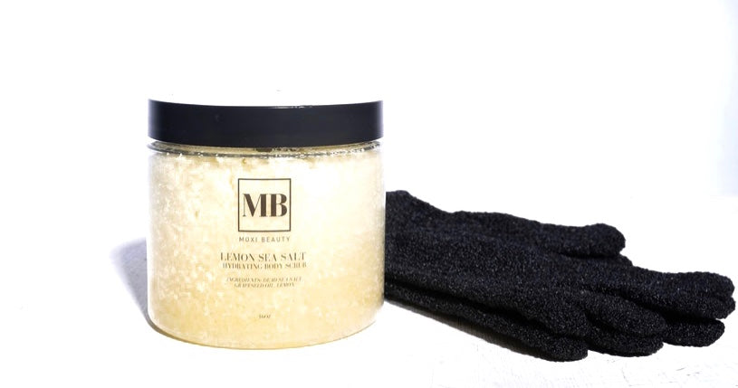 Lemon Sea Salt Body Scrub + Exfoliation Glove